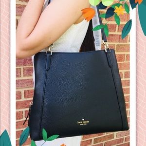 Kate Spade Black triple compartment shoulder Bag